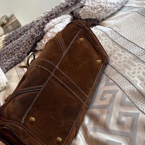 Coach Brown Suede Duffel Bag with Gold Accents - Picture 5 of 7